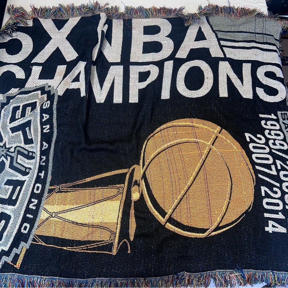 5X Champion San Antonio Spurs Commemorative Champs Throw Blanket Tapestry
